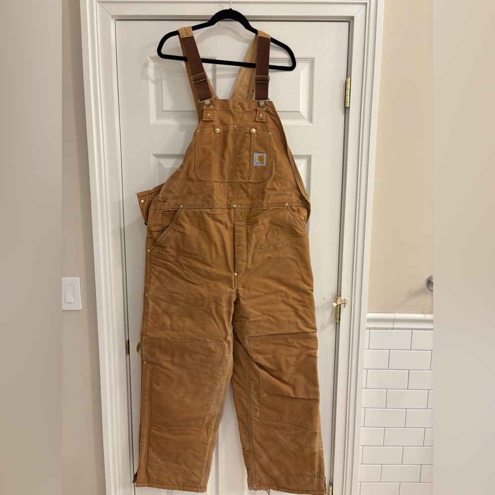 Carhartt Insulated Bib Overalls Size 42. Broken-In Genuine Workwear. 28” Inseam